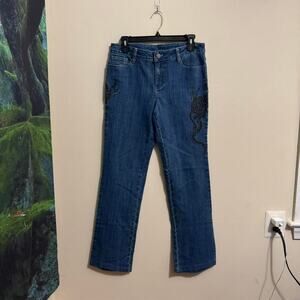 mieka embroidered y2k jeans boho beaded straight leg denim